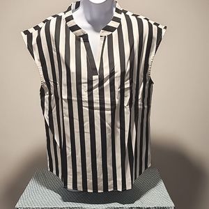White and Black Stripes Blouse